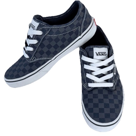 Vans Blue Gray Check Canvas Low Top Lace Up Youth Size 4 - Picture 4 of 11